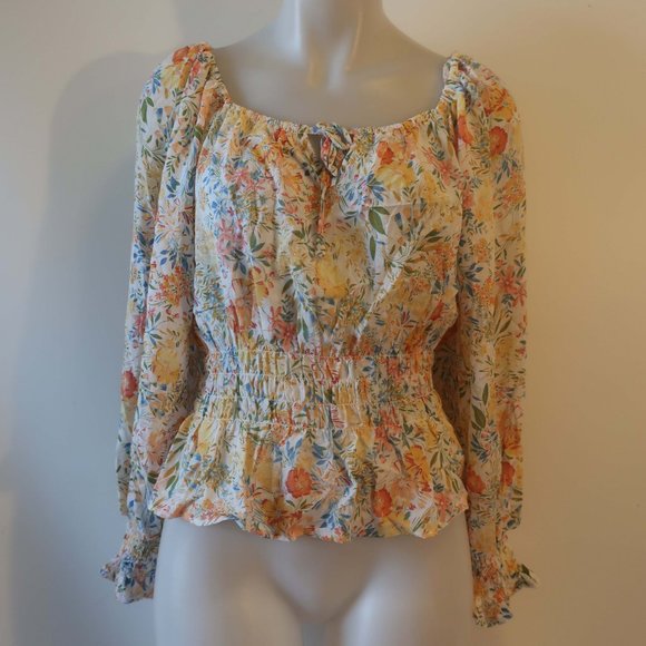 NWOT Womens Rachel Rachel Roy White Yellow Multi Blouse Top S * - Picture 1 of 8